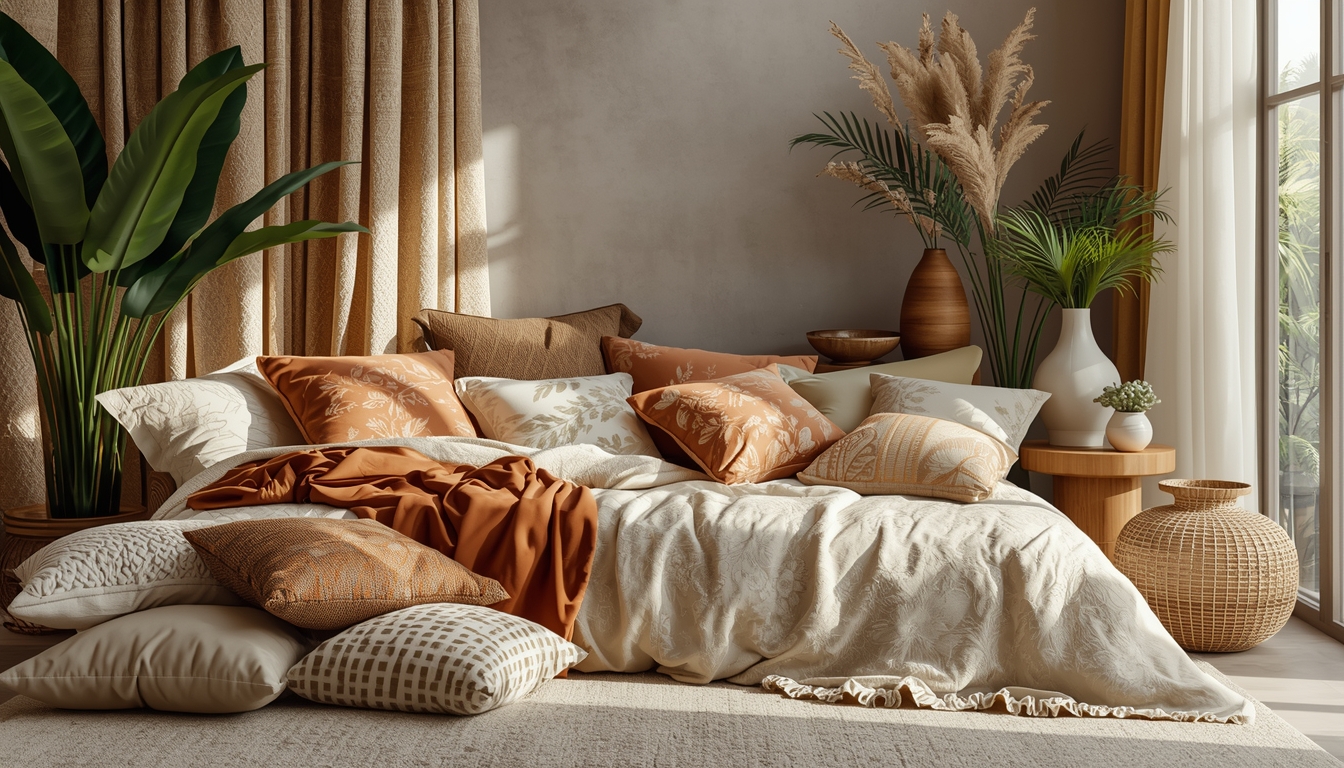 Beautiful home textile decor arrangement